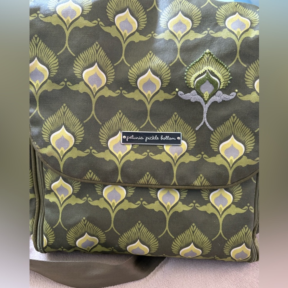 Petunia Pickle Bottom Olive and Yellow Diaper Bag